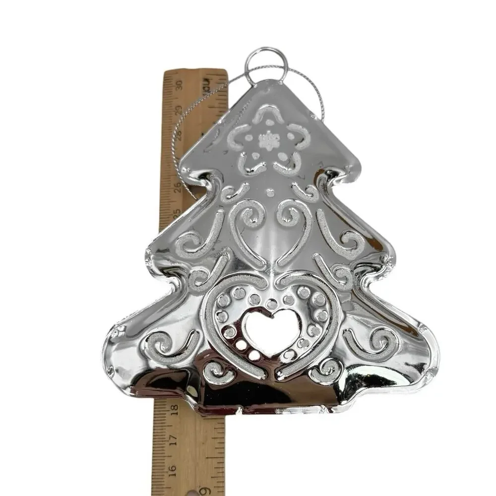 3 - Silver Tone Lightweight Decorative Christmas‎ Tree Ornament 4.5